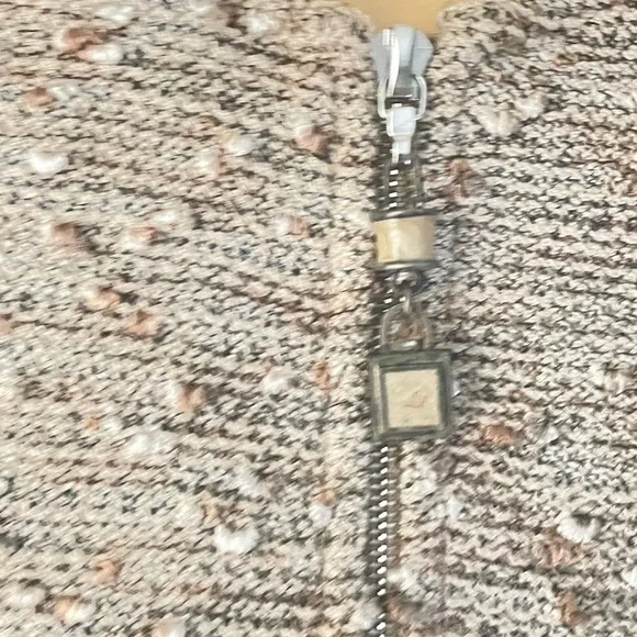 St John Santana Knit Zip Jacket Beige Gold Size 10 - Picture 5 of 7